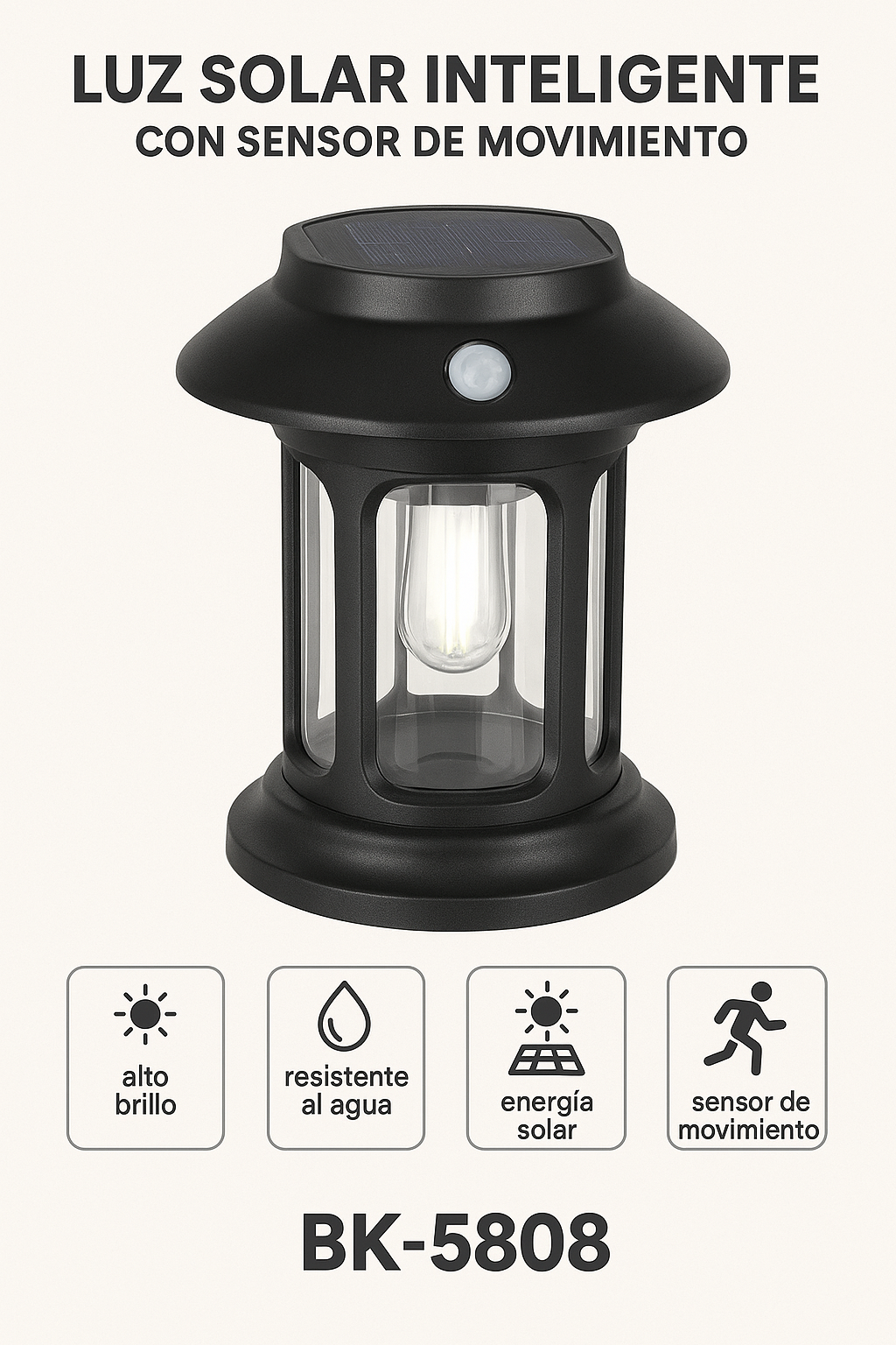 Lámpara Solar LED Colgante con Sensor